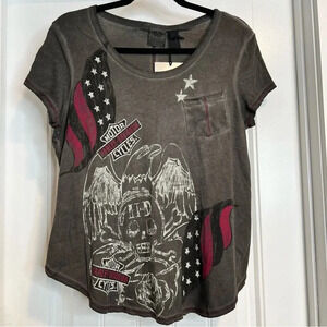 Harley Davidson Gray Graphic Cropped Back Tee. Size Medium. NWT.